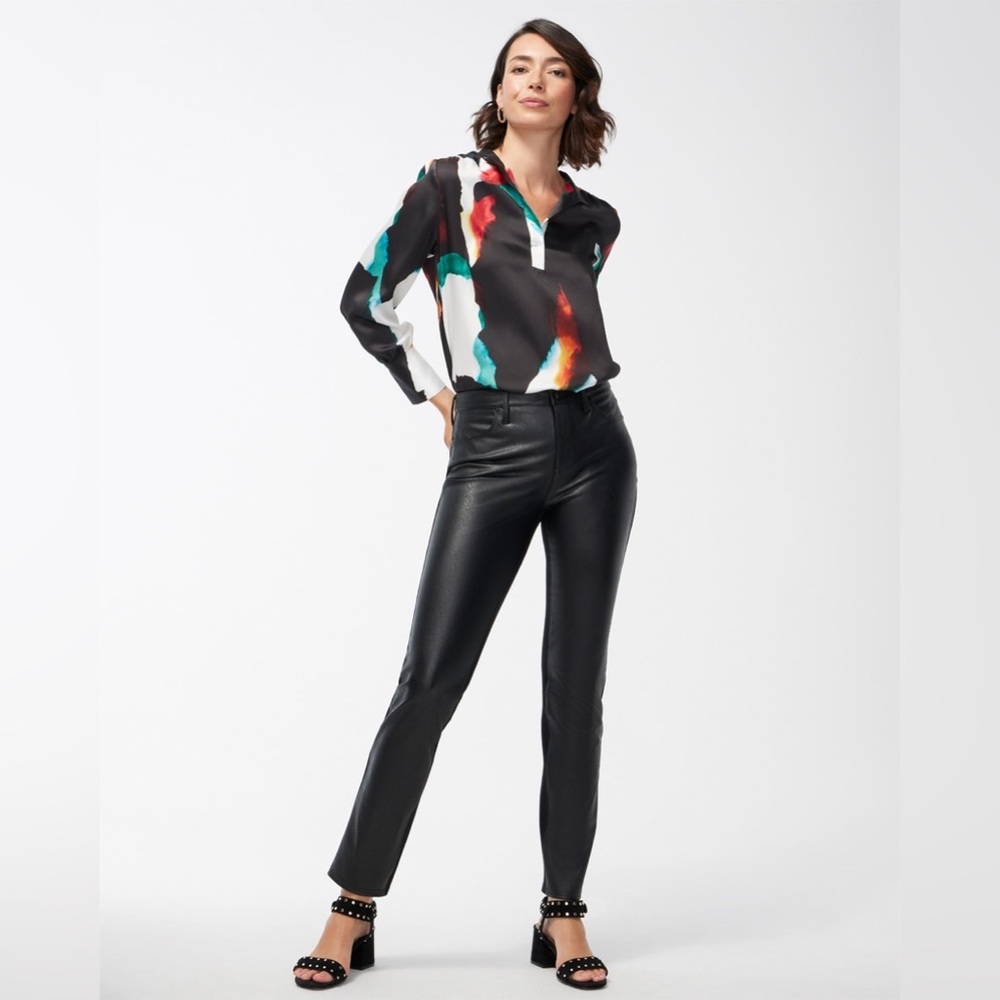 Chico’s Faux Leather Front Ponte Back Pants